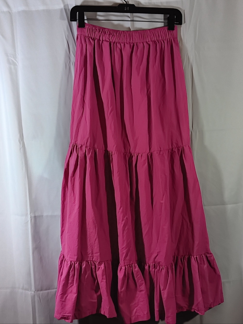 Japna Womens Small Pink Tiered Maxi Skirt Ruffle Boho Peasant Coastal Cottage - Picture 4 of 7